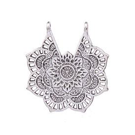 Tibetan Style Alloy Hollow Pendants, Boho Flower Charms