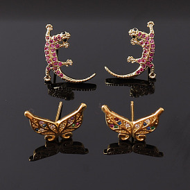 Butterfly Lizard Copper Plated Gold Earrings Unique Trendy Jewelry