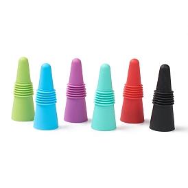 Silicone Wine Bottle Stoppers, with Stainless Steel Findings inside, Cone