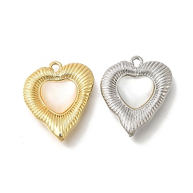 Подвески из латуни с натуральными белыми ракушками, сердце прелести