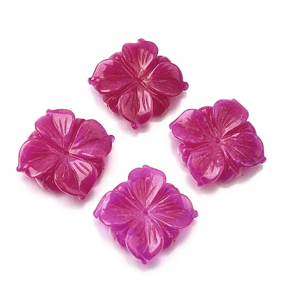 Резные бусины из натурального окрашенного белого нефрита, цветок