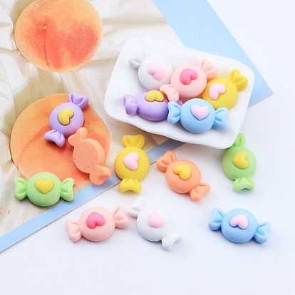 Opaque Resin Cabochons, Candy with Heart