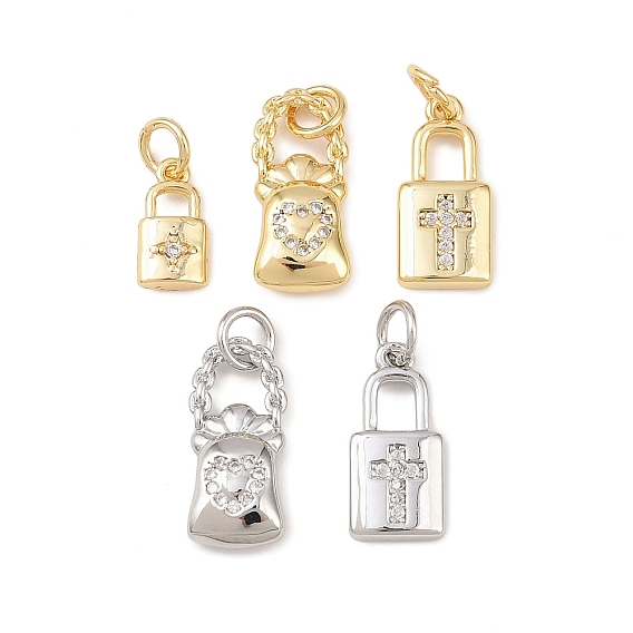 Латунные микропаве прозрачные подвески с фианитом, брелоки для замков/сумок, долговечный, без кадмия и без свинца, стойки покрытие, с целью перехода в кольце