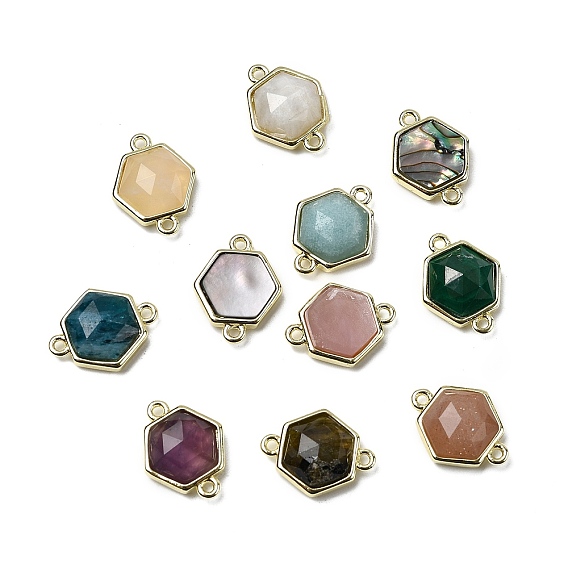 Комплекты фурнитуры из шестигранной латуни и натуральных смешанных драгоценных камней и ракушек, долговечный