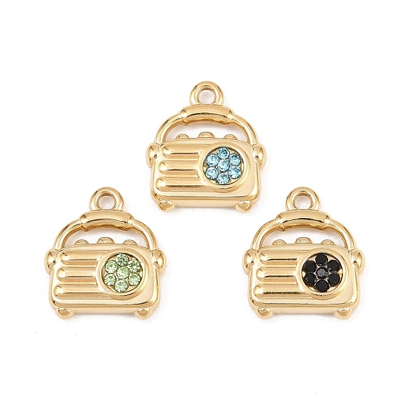 304 подвески из микро-паве из нержавеющей стали с фианитами, радио-чары, золотые