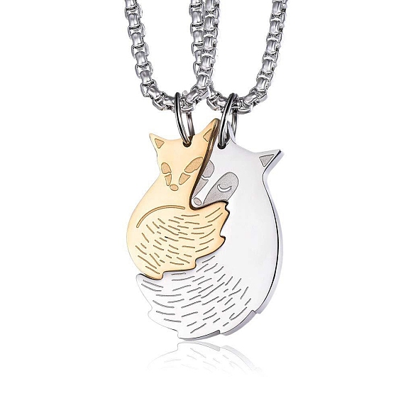 Комплект из цепочки для ожерелий из нержавеющей стали с подвеской в виде лисы