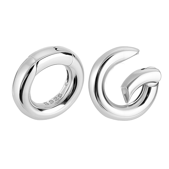 2 шт. 925 Кольца с пружинным затвором из стерлингового серебра, кольцо