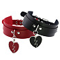 Rocking Heart Pendant Collar with Double-layer Leather Chain and Lock Clavicle Necklace