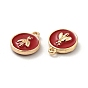 Alloy Enamel Charms, Light Gold, Flat Round with Bee