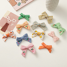 Candy-colored Duckbill Clip for Girls with Grid Butterfly Hairpin - Side Clip, Bangs Clip.