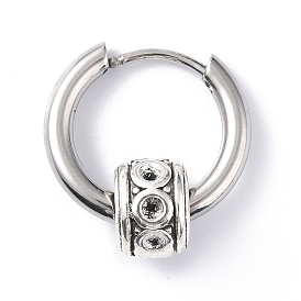 304 серьги-кольца из нержавеющей стали, оправа из страз с кольцевыми бусинами из цинкового сплава