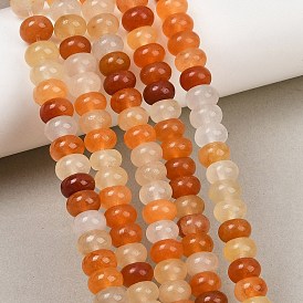 Natural Golden Silk Jade Beads Strands, Smooth Rondelle