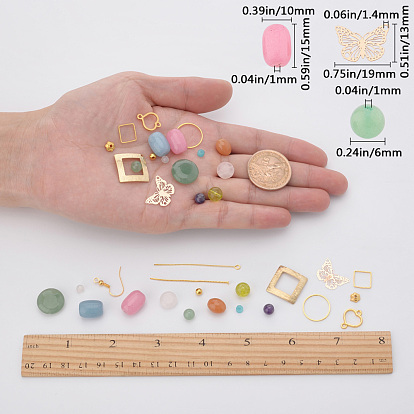 SUNNYCLUE DIY Gemstone Earring Making Kits, Including Natural Gemstone Beads, Brass Links & Pendants & Earring Hooks, Iron Spacer Beads, Alloy Bead Caps & Links