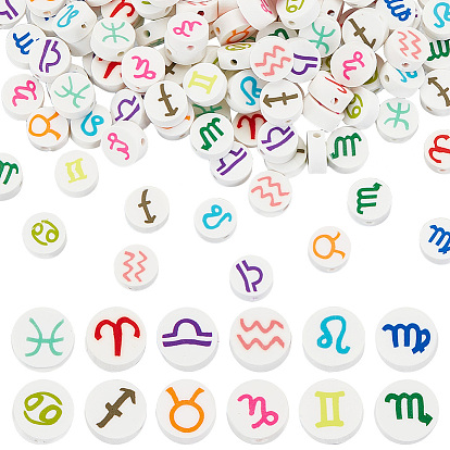 120 шт 12 стили ручной работы из полимерной глины бусины, плоские круглые с созвездием