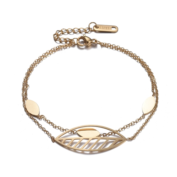 304 Stainless Steel Multi-strand Bracelets, with Cable Chains and Lobster Claw Clasps, Horse Eye