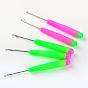 Platinum Tone Plastic Handle Steel Crochet Hooks Needles, 146x14.5mm, Pin: 0.8mm