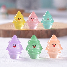 Luminous Resin Smile Face Christmas Tree Figurines, Glow in the Dark Ornaments, for Home Decorations