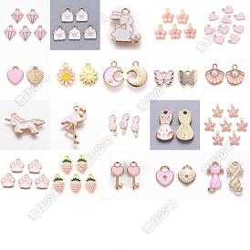 20 pcs 20 styles pendentifs en émail en alliage, formes mixtes