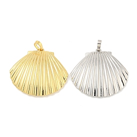 Rack Plating Brass Pendants, Cadmium Free & Lead Free, Long-Lasting Plated, Shell Charms