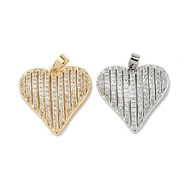 Латунные микропаве прозрачные подвески с фианитом, сердце прелести