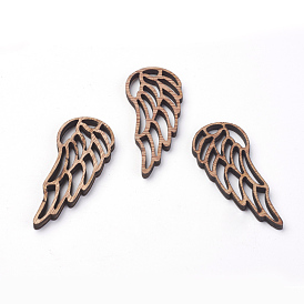 Undyed Wooden Sewing Big Pendants, Wing