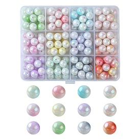 192Pcs 12 Colors Two Tone Opaque Acrylic Beads, Round