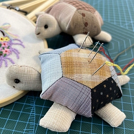 Наборы для вышивания подушечек для булавок с черепахой своими руками для начинающих, включая ткань для вышивания и нитки, игла, инструкция