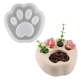 Food Grade Cat Paw Print Shape Flower Pot Silicone Molds, Resin Casting Coaster Molds, For UV Resin, Epoxy Resin Craft Making