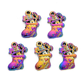 Rainbow Color Alloy Pendants, Cadmium Free & Nickel Free & Lead Free, Christmas Stocking