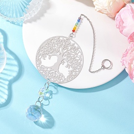 201 Подвесной ловец солнца в форме древа жизни из нержавеющей стали и радужного хрустального стекла