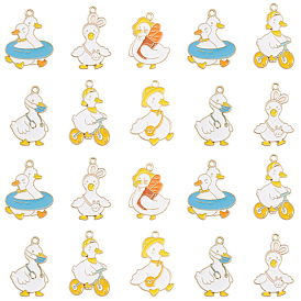 30 шт 6 стили подвески из сплава эмали, очарование утки, золотой свет