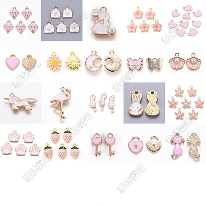 20 pcs 20 styles pendentifs en émail en alliage, formes mixtes