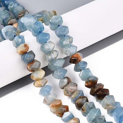 Нити из натурального голубого кальцита, самородки, граненые