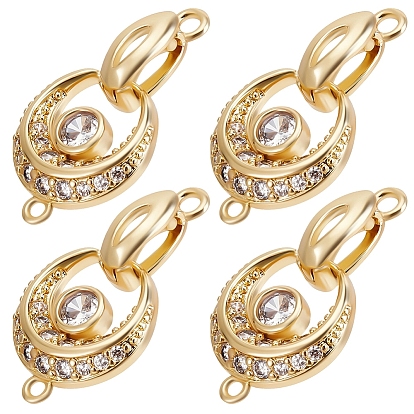 6шт. латунные микропаве прозрачные кубические цирконии складные застежки, луна