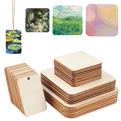 Wood Cabochons, Unfinished Wood Cutouts Ornaments, for Hanging Decoration, DIY Party Supplies