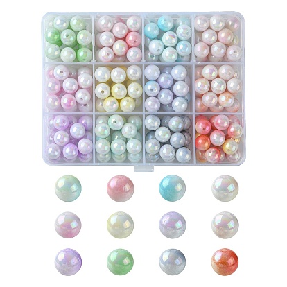 192Pcs 12 Colors Two Tone Opaque Acrylic Beads, Round
