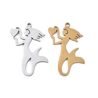 201 подвески из нержавеющей стали, русалка с сердечком