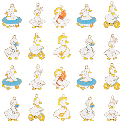 30 шт 6 стили подвески из сплава эмали, очарование утки, золотой свет