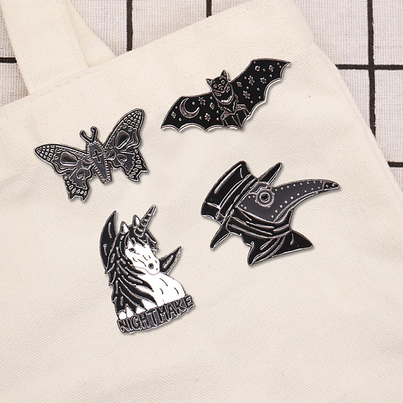 Эмалированная булавка на тему хэллоуина, брошь из сплава для рюкзака, бабочка/летучая мышь/единорог