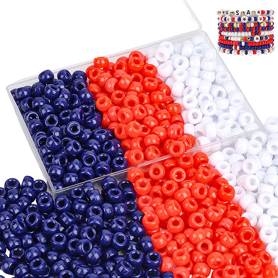 750Pcs 3 Colors Opaque Plastic Beads, Barrel