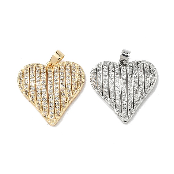 Латунные микропаве прозрачные подвески с фианитом, сердце прелести