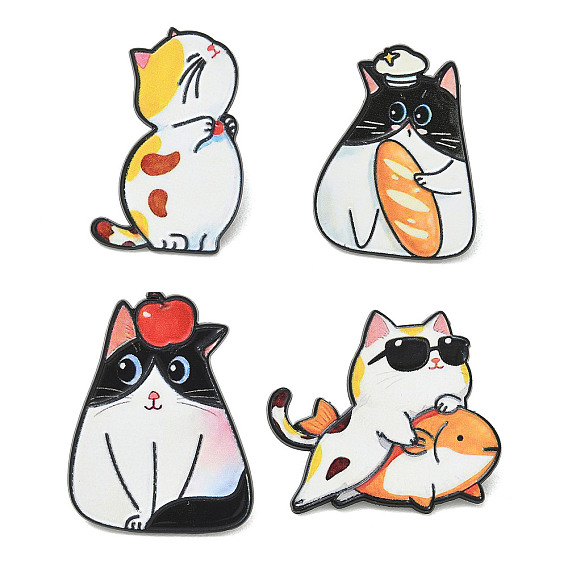 Cat Printed Alloy Lapel Pin Backs for Backpack Clothes