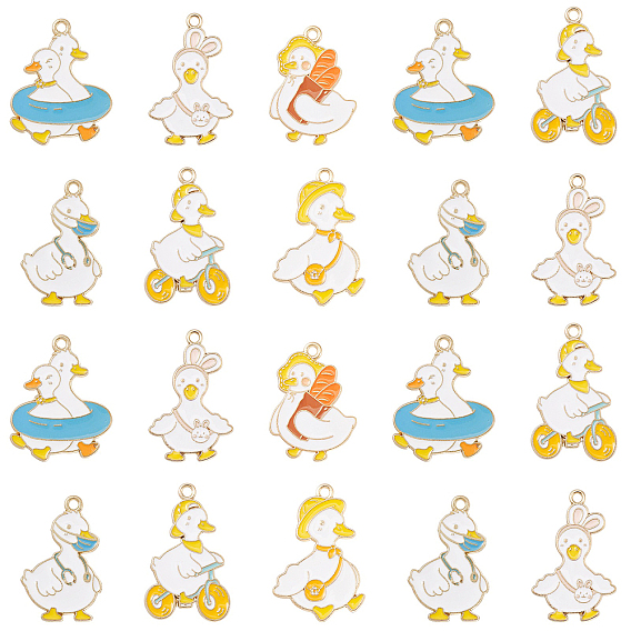 30 шт 6 стили подвески из сплава эмали, очарование утки, золотой свет