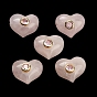 Naturel a augmenté perles de quartz, cœur, avec des pierres précieuses en laiton pavées de zircone cubique, or