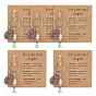5Pcs Natural Chrysoprase Chip Bead with Wood Teardrop Pendant Keychain, with Alloy Split Key Rings