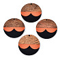 Resin & Walnut Wood Pendants, Flat Round