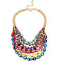 Богемные многослойные колье-нагрудники из сплава, акрила и стекла в форме ронделей, украшенные овальными бусинами, для женщин., золотые