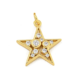 Brass Micro Pave Cubic Zirconia Pendants, Star Charms