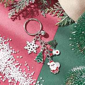 Брелки-колокольчики из сплава эмали и латуни, с 304 фурнитурой из нержавеющей стали, Новогодняя тема