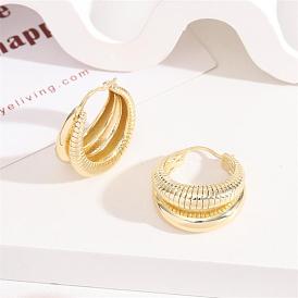 Gold-Plated Silver Needle Ear Climbers with Twisted Letter C Shape for Women's Fashion Metal Earrings.